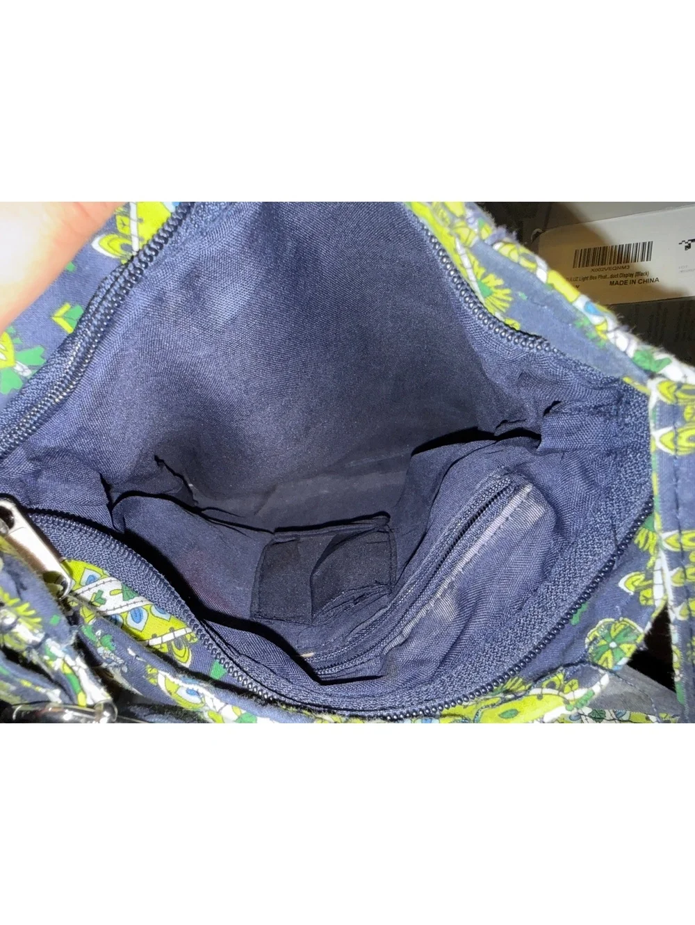 Vera Bradley Quilted Crossbody Bag in Blue and Green Paisley Print